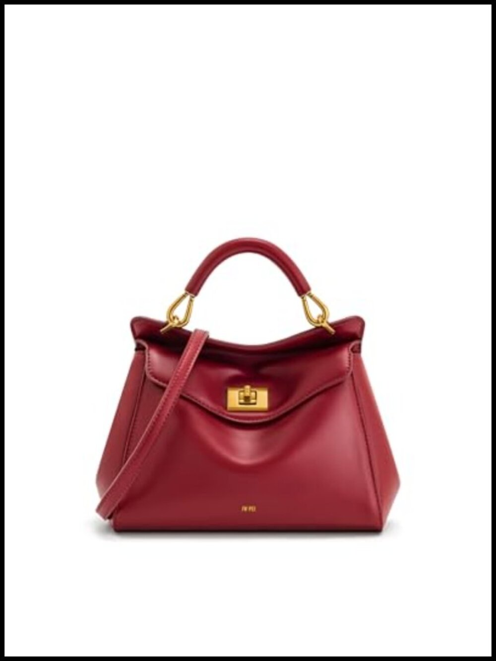 Vegan Leather Top-Handle Handbag with Gold Hardware